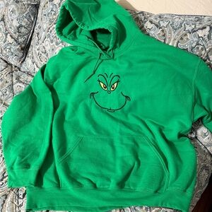 Grinch custom embrodiery green Gilden Hoodie